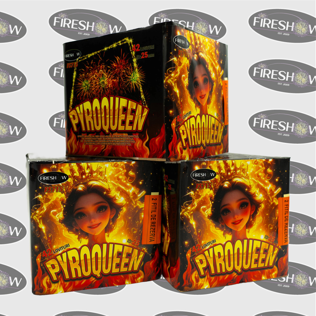 Combinații de comete PYROQUEEN 42F, calibru 25mm, 30 sec, categorie T1, FS715 - imagine 2